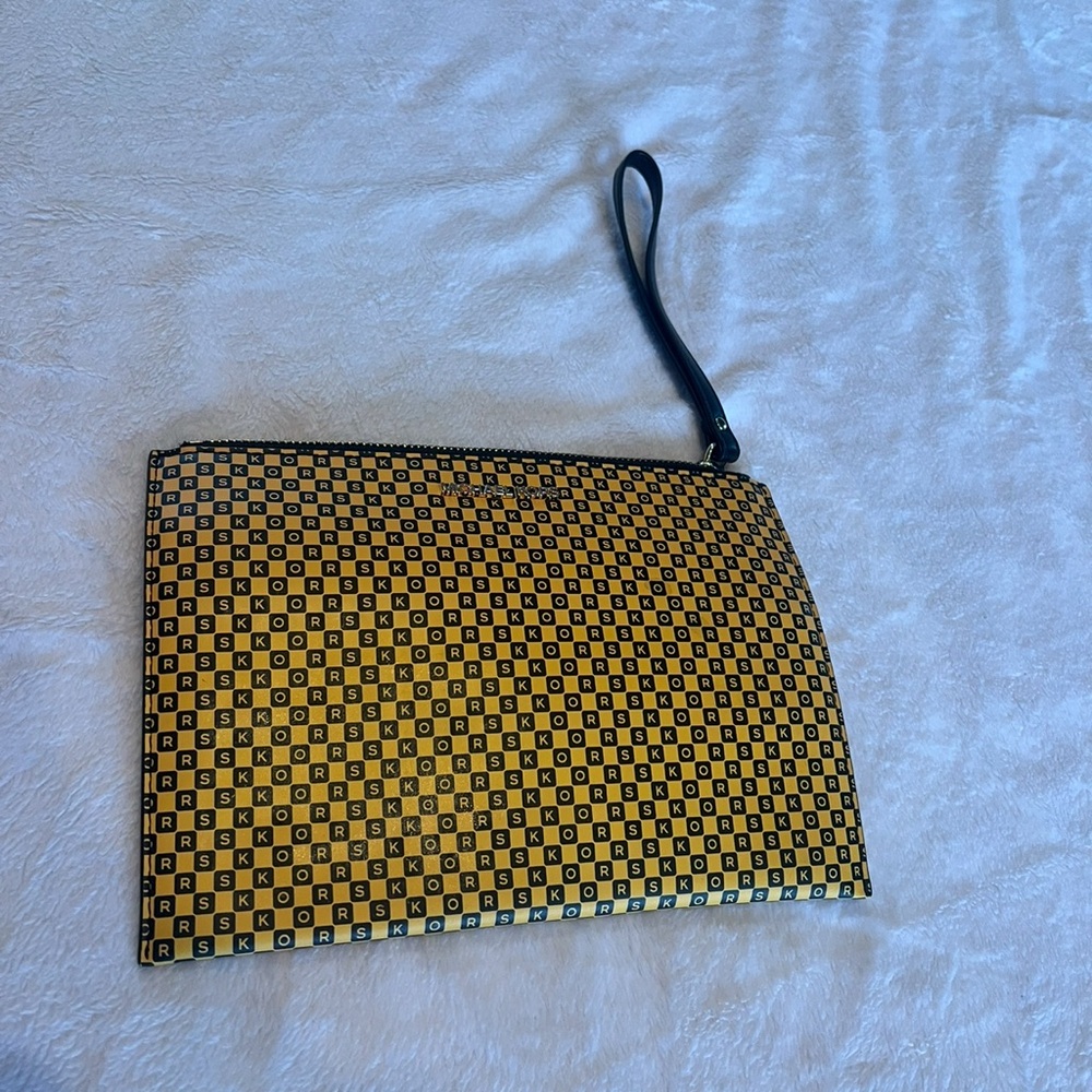 Michael Kors Gold and Black Patterned Clutch